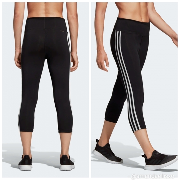 adidas Pants - Adidas 3 Stripe High Waist Climalite Capri Legging